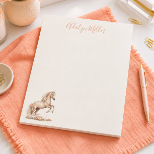 Girl Peach Horse Whimsical Personalised  Notepad