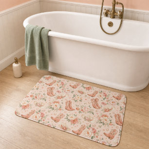 Girl Peach Western Coquette Shabby Chic  Bath Mat