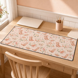 Girl Peach Western Coquette Shabby Chic  Desk Mat