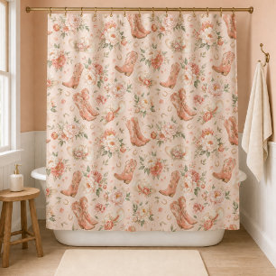Girl Peach Western Coquette Shabby Chic Shower Curtain