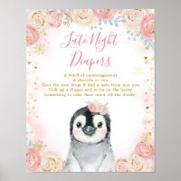 Girl Penguin Winter Snowflake Late Night Diaper