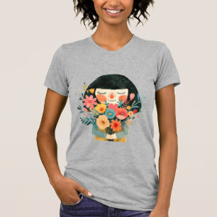 Girl & Perfumed Flowers  T-Shirt