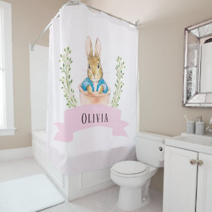 Girl Peter Rabbit Pink Custom Shower Curtain