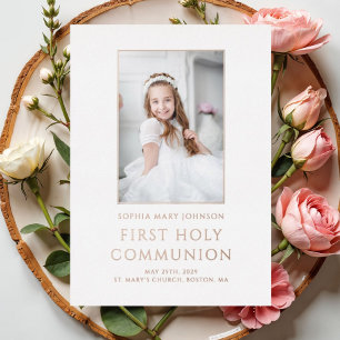 Girl Photo First Holy Communion Rose Gold