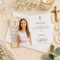 Girl photo ivory bow First Holy Communion