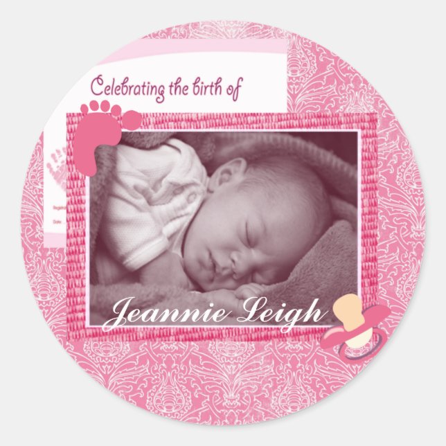 Girl Photo Keepsake Classic Round Sticker (Front)