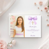 Girl photo lavender bow Confirmation
