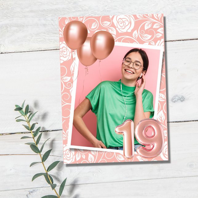 Girl Photo Pink 19th Birthday Party  Invitation (Creator Uploaded)
