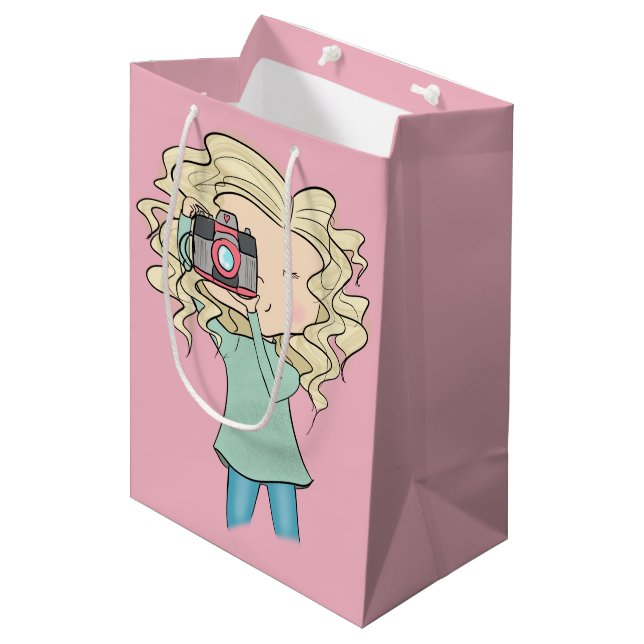 Girl Photographer Medium Gift Bag (Front Angled)