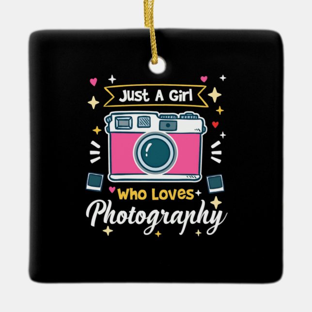 Girl Photography Ceramic Ornament (Front)