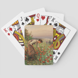 Girl Picking Poppies (Floral Scene) (Flower Field) Playing Cards