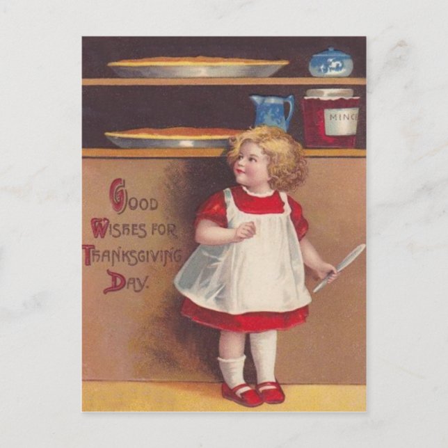 Girl & Pies Holiday Postcard (Front)