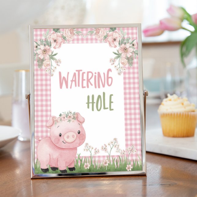 Girl Pig Watering Hole Sign, Farm Party Decoration (Creator Uploaded)