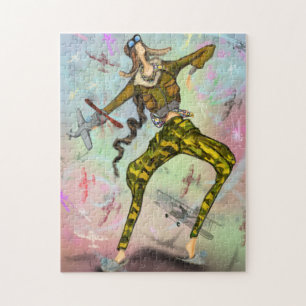 Girl Pilot Puzzle Painting
