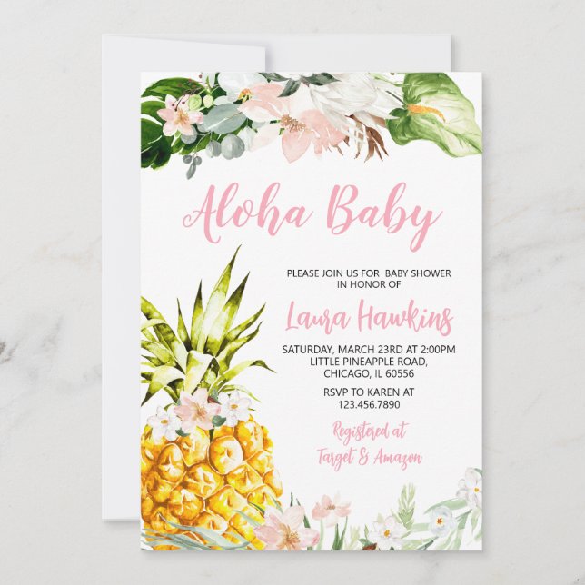 Girl Pineapple Baby Shower Invitation (Front)