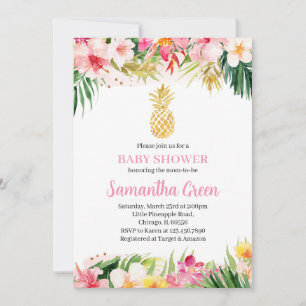 Girl Pineapple Baby Shower Invitation