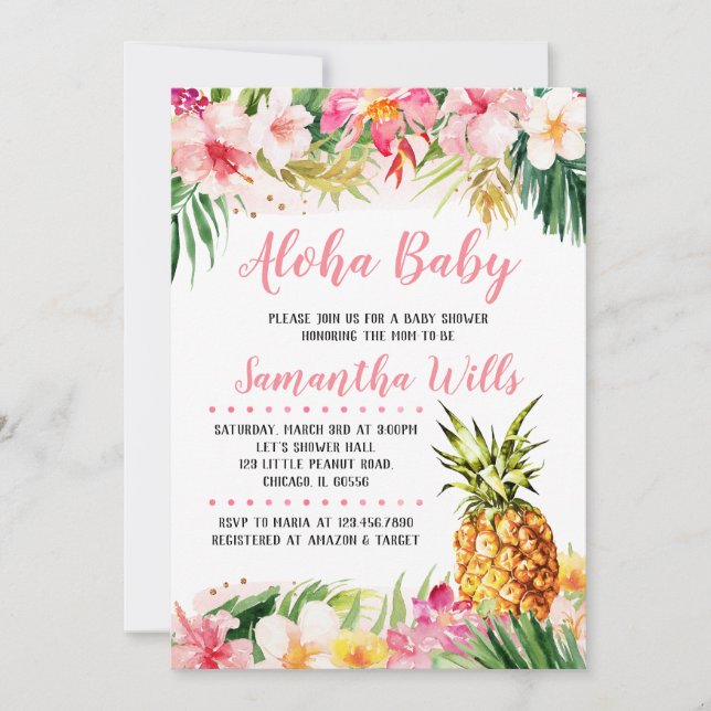 Girl Pineapple Baby Shower Invitation (Front)