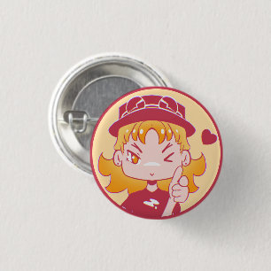 Girl pink 3 cm round badge