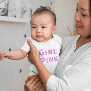 Girl Pink and Pink Dra Gon - Comic Style Dragon Baby Bodysuit