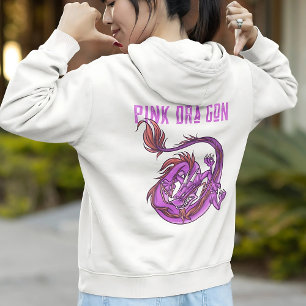 Girl Pink and Pink Dra Gon - Comic Style Dragon Hoodie