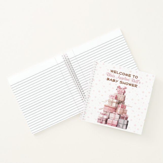 Girl Pink Baby Shower Guestbook Notebook (Inside)