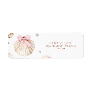 Girl Pink Bow Shell Baby Shower Address Label
