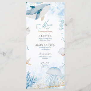 Girl Pink Bow Shell Baby Shower Flat Menu