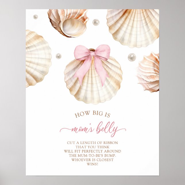 Girl Pink Bow Shell How Big Is Mum Belly Sign (Front)