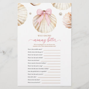 Girl Pink Bow Shell Who Knows Mommy Better