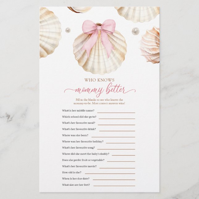 Girl Pink Bow Shell Who Knows Mommy Better (Front)