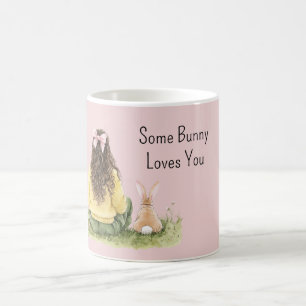 Girl Pink Bow Some Bunny Loves You Coffee Mug
