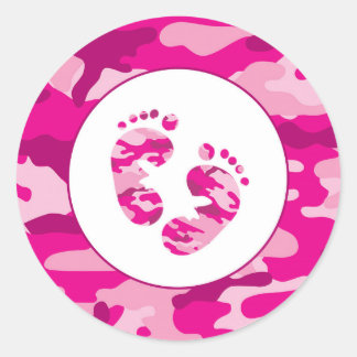 GIRL pink camo feet envelope seals favour stickers