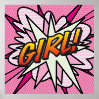 GIRL Pink Cute Comic Book Fun Superhero Graphic