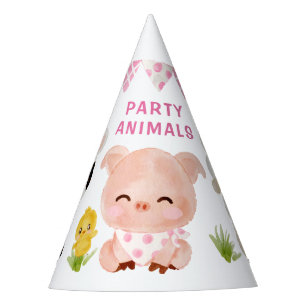 Girl pink Farm animals, party animals birthday Hat