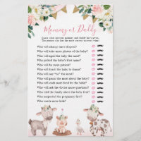 Girl Pink Farm Baby Shower Mummy or Daddy