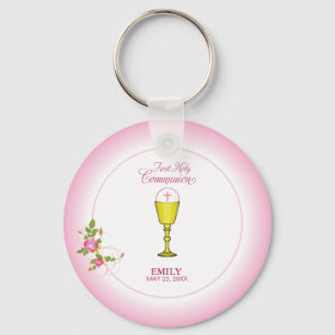Girl Pink First Holy Communion, Chalice, Host, Ros Key Ring