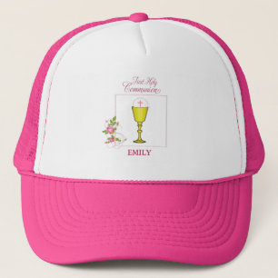 Girl Pink First Holy Communion, Chalice, Host, Ros Trucker Hat
