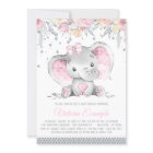 Girl Pink Grey Elephant Diamond Baby Shower