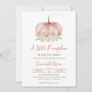Girl Pink Minimalist Pumpkin Baby Shower Invitation