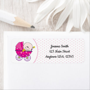 Girl Pink Newborn Carriage Baby Shower