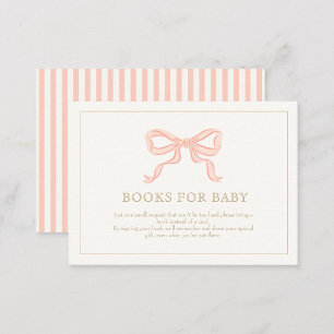Girl Pink Ribbon elegant Minimalist Books for baby Enclosure Card