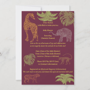 Girl Pink Safari Baby Shower Invitation