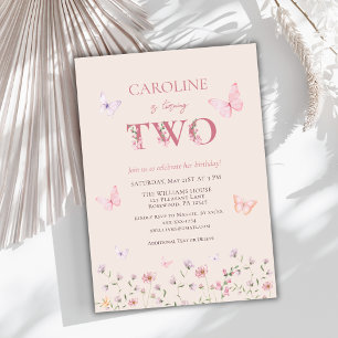 Girl Pink Second Birthday Invitation