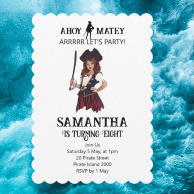 Girl Pirate Adventure Invitation (You're Invited to a Pirate-Themed Birthday Party!)