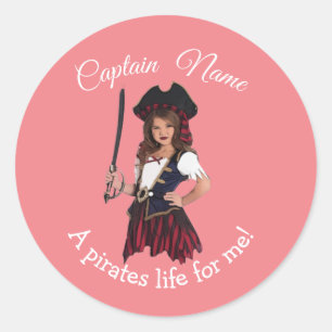 Girl Pirate Classic Round Sticker