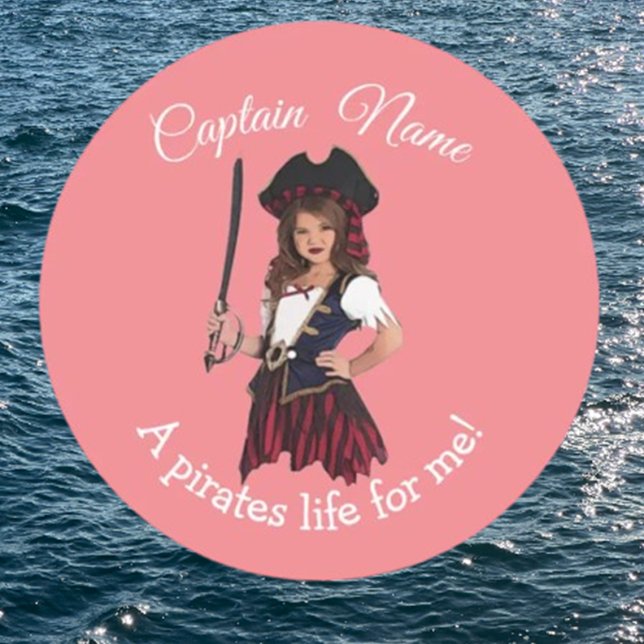 Girl Pirate  Classic Round Sticker (Unforgettable Kids Pirate Party Themes to Make Them Walk the Plank)