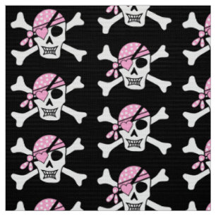 Girl Pirate Skull and Bones Black Fabric