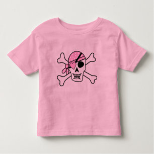Girl Pirate Skull and Bones Toddler Pink Toddler T-Shirt