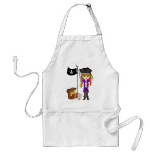 Girl Pirate with Treasure and Flag Apron