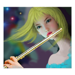 Girl Playing Flute 2 Photo Print